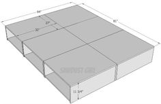 an image of a table with measurements for the top and bottom section, including two sides