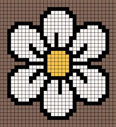 a cross stitch pattern with a flower in the center on a brown background that is made up of squares