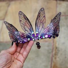 Stunning New Dusky Purple and Pink Fairy Wing Fairy Queen/Bridal/Prom/Pagan Tiara/Crown/Headdress Pink Fairy Wings, Fairy Crown, Pink Fairy, Fairy Queen, Fairy Costume, Fairy Wings, Fantasy Jewelry, Tiaras And Crowns