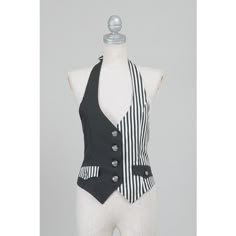 Punk Waistcoat, Neo Rwby, White Vests, Rock Vest, Visual Kei Fashion, Punk Vest, White Waistcoat, Clown Clothes, Striped Vest