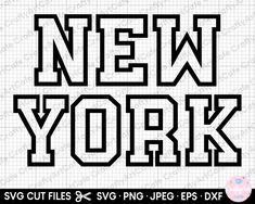 the new york logo is shown in black and white, which reads svg cut files sv