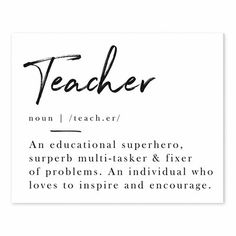 a teacher's definition is shown in black and white