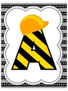 the letter a with a construction hat on it