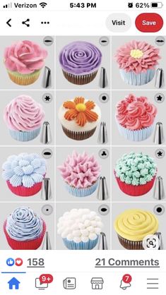 an instagramr showing different types of cupcakes