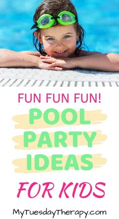 It is time to celebrate the summer with a Pool Party! Your kids will love this party! They will bask in the sun, play hilarious pool party games, and enjoy yummy easy pool party food. You'll be happy to host it with these simple pool party decoration ideas.  via @www.pinterest.com/mytuestherapy Easy Pool Party Food, Summer Party Games, Simple Pool, Swim Party