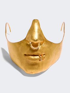 Lower Face Mask, Daniel Roseberry, Gold Face Mask, Small Leather Accessories, Royal Ball, Padlock Necklace, Gold Mask, Elsa Schiaparelli, Gold Face