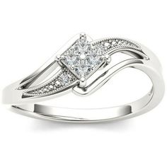 a white gold ring with diamonds on it