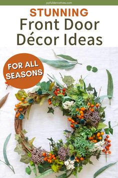 a wreath with orange berries and greenery on it is featured in the front cover of an article