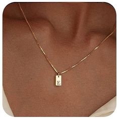 * : Initial E Necklace Length:16.5"+2" , Tag Pendant: About 0.23”*0.39”, With 0.8mm Wide Box Chain, Simple And Stylish * : Add This Dainty Initial Necklace To Your Jewelry Collectionit Can Be Worn Alone Or Layered With Other Necklaces For Most Everyday Outfits. * : Our Gold Initial Necklaces Are Made Of 14k Real Gold Plated Brass. Gold Box Chain Won't Hurt Your Skin While Remaining Strong. * : Choose Your Own Gold Letter Necklace Or That Of Your Loved Ones And Create Your Unique Jewelry. We Offe Gold Initial Necklaces, E Necklace, Initial E, Gold Initial Necklace, Dainty Initial Necklace, Initial Necklaces, Gold Letter Necklace, Initial Necklace Gold, Gold Letter