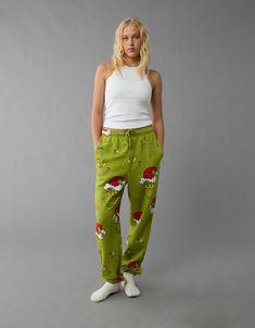 AE Allover Grinch-Print Sweatpants Grinch Sweatpants, Grinch Pajamas, Christmas Jammies, Aerie Bras, Athletic Fit Jeans, Printed Sweatpants, Easy Costumes, Graphic Tee Dress, Relaxed Jeans