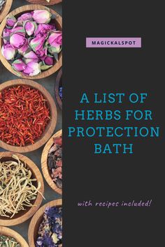 Protection Bath Ritual, Herbs For Baths, Herbs For Spiritual Bath, Herbs For Bath Soak, Spiritual Bath Recipes Protection, Protection Bath Recipe, Cleansing Bath Ritual Recipe, Herbs For Cleansing And Protection, Ritual Bath Recipes Witchcraft