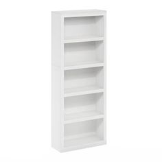 a white bookcase with three shelves on the bottom and one shelf in the middle