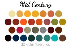 the color swatches for mid century are all different colors, and they appear to be very