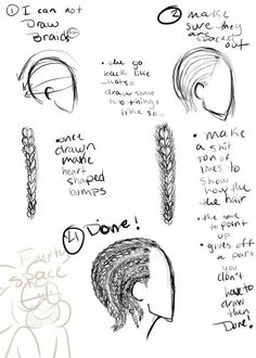 an image of different types of hair and how to do it in the drawing process