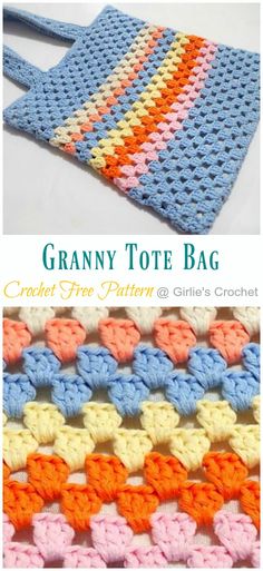 Summer Granny Strip Tote Bag Crochet Free Patterns Tote Crochet, Tote Bag Crochet, Crochet Free Patterns, Free Crochet Bag, Crochet Bag Pattern Free, Crochet Blanket Designs, Crochet Market Bag, Crochet Clutch, Crochet Handbags Patterns