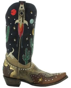 Old Gringo Women's Galactic Buckaroo Western Boots - Snip Toe, Blue These Boots Are Made For Walking, Retro Cowboy Outfit, Go Go Boots Outfit 70s, Goth Cowboy, Buckaroo Boots, Space Cowboy, Wedding Boots, Summer Boots, Rodeo Fashion