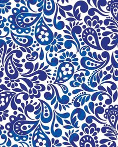 a blue and white floral pattern