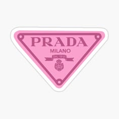 a pink sticker with the word prada in it's center and an image of