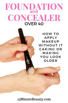 The best tips for how to apply makeup when you are over 40! Cover up undereye circles with concealer and apply foundation without caking Foundation Over 40, Concealer And Foundation, Make Up Diy, Cakey Makeup, Makeup Over 40, Makeup Tips For Older Women