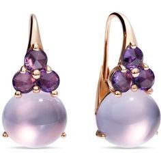 Pomellato Earrings, Pomellato Jewelry, Bijoux Art Nouveau, Cabochon Earrings, Jewelry Purple, Rose Gold Quartz, Purple Jewelry, Earrings Purple, Amethyst Gold