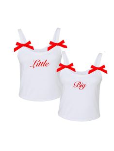 Cutest and trendiest Big Little tops.  Fit true to size womens sizing.  Please reach out with any questions! Big Lil Gifts, Big Little Basket, Big Little Shirts, Cherry Hill, Big Little, Girls Bows, Sorority, Tube Top, American Girl