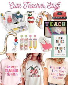 the back to school teacher stuff is shown in this collage with text that reads,'cute teacher stuff '