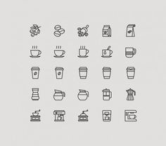 coffee cups and mugs are shown in this minimalistic line - art drawing style