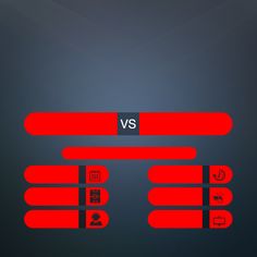 two red buttons on a black background that appear to be different types of phones or devices