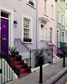 two screenshots showing the different colors of houses in london, including pink and purple