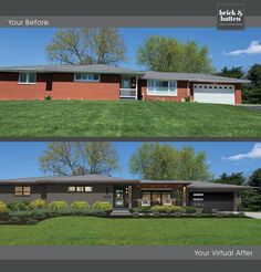 before and after photos of a house in the suburbs