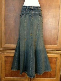 Denim Skirt Long, 일본 패션, Blue Jean Skirt, Skirt Long, Jeans Rock, Mode Inspiration, Jean Skirt, Dream Clothes