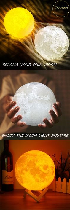 the moon lamp is being used as a night light