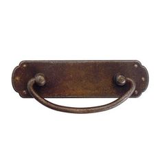 an old metal door handle on a white background