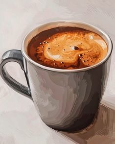 a painting of a cup of hot chocolate