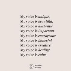 a quote that reads,'my voice is unique, my voice is beautiful '