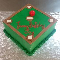 a birthday cake that is shaped like a pool table with the words happy birthday to you on it