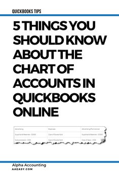 the front cover of a book with text that reads 5 things you should know about the chart of accounts in quickbooks online