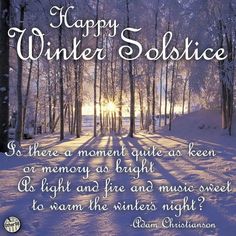 a snowy path with the words happy winter solstice