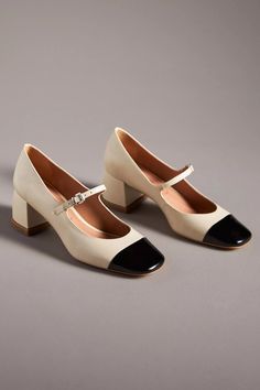 Vicenza Colorblock Mary Jane Heels | Anthropologie Black And White Heels, Plastic Heels, Pointy Toe Heels, Faux Fur Boots, White Heels, Leather Mary Janes, Mary Jane Shoes