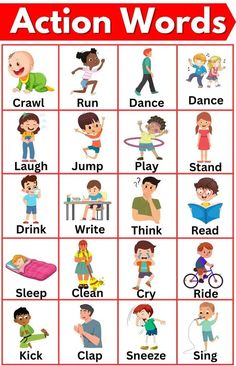 an action words game with children