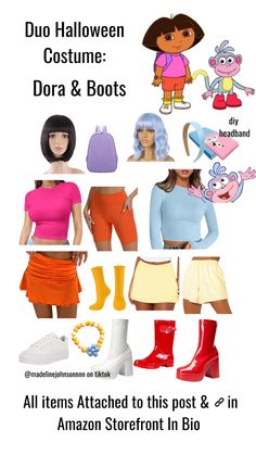 an advertisement for halloween costumes and boots, with the caption'all items attached to this post & in amazon storefront