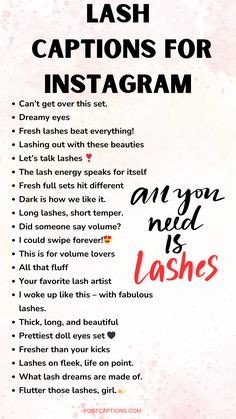 Whether it’s a natural look or a bold statement lash, here are the lash extension captions to inspire and help you find the perfect caption for your next post. Lash Tech captions| Lashes captions ideas| Lash quotes| Lash Ig captions| Lash artist captions| Lash lift Insta captions Eyelash Extensions Quotes Posts, Captions For Lash Extensions, Lash Ig Captions, Lash Tips Quotes, Lash Sayings Eyelashes, Instagram Lash Page Aesthetic, Content Ideas For Lash Techs, Lash Extension Facts