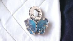 . Necklace Pandora, Blue Butterfly Necklace, Charms Pandora, Glass Butterfly, Pandora Charm, Butterfly Charm, Butterfly Necklace, Blue Butterfly, Pandora Charms