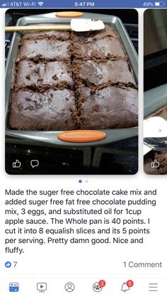 an instagram post showing the recipe for chocolate cake