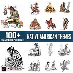 native american themes are featured in this graphic art workbook for children and adults to learn