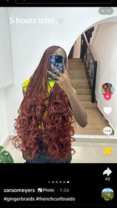 Ginger French Curls, French Curls, Slick Hair, French Curl, Ginger Hair Color, Loose Braids, Protective Hairstyles Braids, Slick Hairstyles