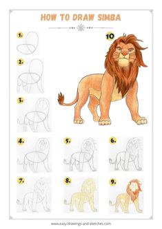 Learn how to draw Simba from Lion King in few simple steps How To Draw Simba, Lion Drawing Simple, Christmas Drawings For Kids, Disney Character Sketches, Simba The Lion King, Disney Drawing Tutorial, Drawing Ideas For Kids, King Drawing, Lion King Drawings