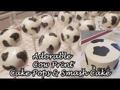 cake pops and small cakes decorated with black and white soccer balls