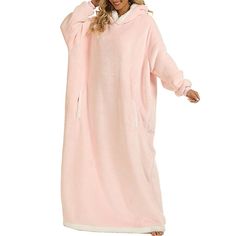 Season:Winter,Fall; Fabric:Flannel; Sleeve Length:Long Sleeve; Gender:Women's; Nightwear Style:Pajamas,Nightgown,Nightshirt,Dress,Wearable Blanket,Hoodie Blanket; Style:Soft,Warm,Plush,Comfort,Casual; Elasticity:Micro-elastic; Occasion:Daily,Bed,Home; Age Group:Adults; Function:Warm,Breathable; Pattern:Pure Color; Design:Pocket; Neckline:Hoodie; Listing Date:09/18/2023 Hooded Sleepwear For Fall, Oversized Long Sleeve Cozy Sleepwear, Oversized Cozy Long Sleeve Sleepwear, Hooded Cozy Fit Winter Sleepwear, Cozy Fit Hooded Winter Sleepwear, Pink Winter Sleepwear, Super Soft Long Sleeve Sleepwear For Winter, Comfortable Hooded Winter Sleepwear, Super Soft Hooded Winter Sleepwear