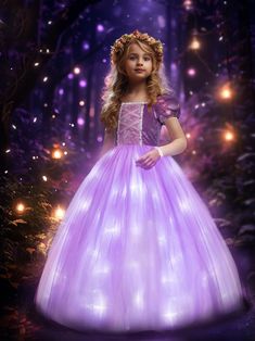 PRICES MAY VARY. Magical Light Up Dress - Gift your little girl's dreamy wishes with UPORPOR dazzling magical light up princess dress up clothes, it radiates fun and enchantment! Sparkling purple pink princess girls costumes guarantee she'll be mesmerized! Makes Magic with UPORPOR for Girls - Our dazzling light up princess costume boasts quality waterproof LED lights, perfectly concealed and arranged in lining to ensure our princess dress up clothes glows enchantingly. Better still, you will say